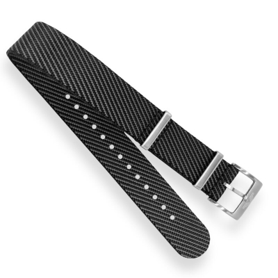 Black and Gray Nylon Single-Pass Watch Strap - By Venture Watch Straps