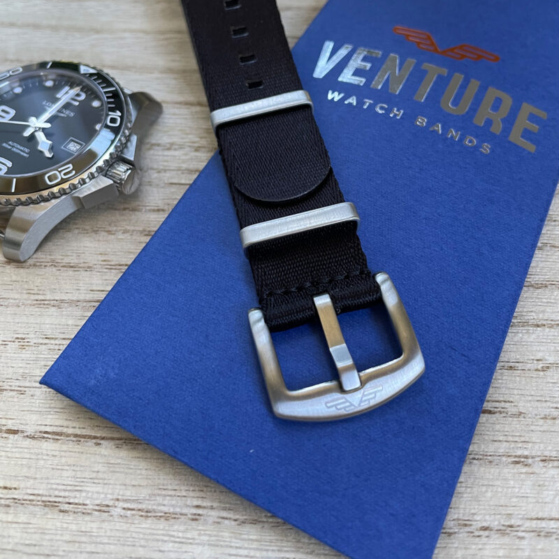 Midnight Black Nylon Nato Watch Strap - By Venture Watch Straps
