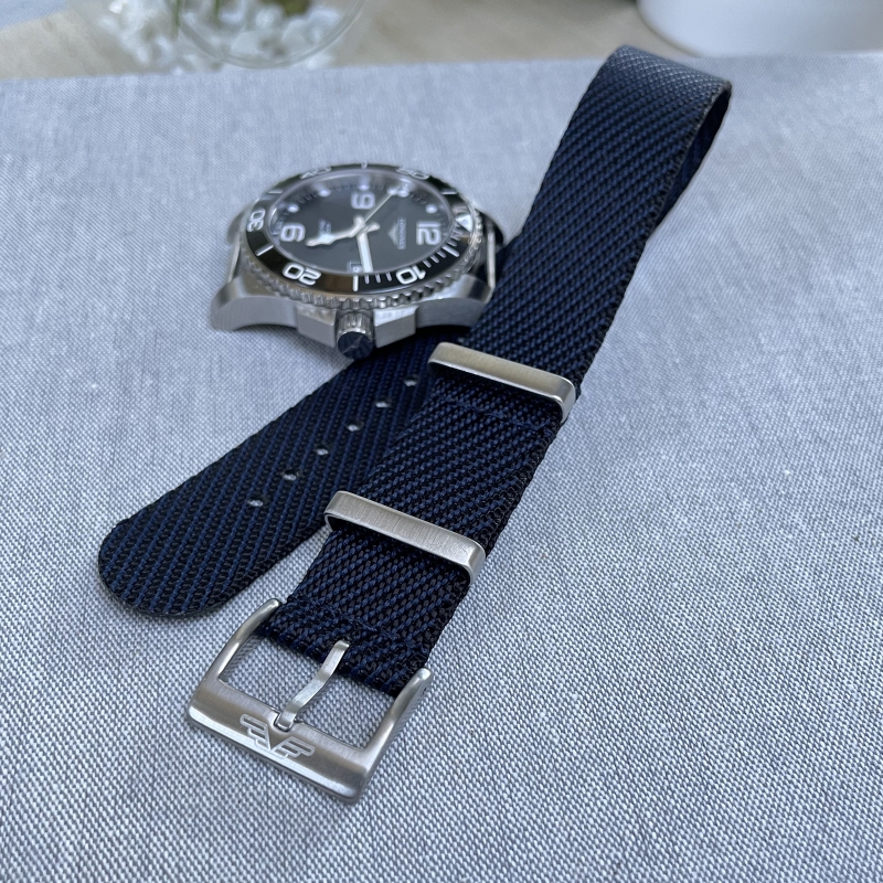 Black and Blue Nylon Single-Pass Watch Strap - By Venture Watch Straps
